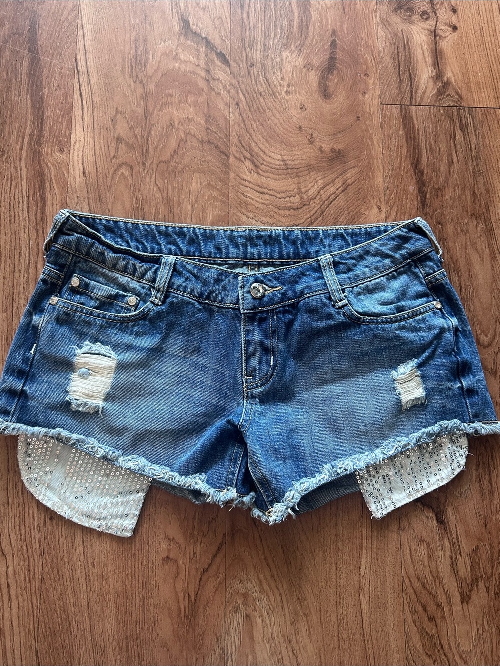RU Apparel Sequin Denim shorts